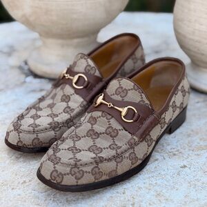 Gucci Jordaan Vintage Monogram Loafers 37.5